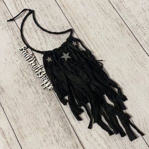 *Verona Black Black Silver Crescent Moon Stars Wall Hanging Dreamcatcher